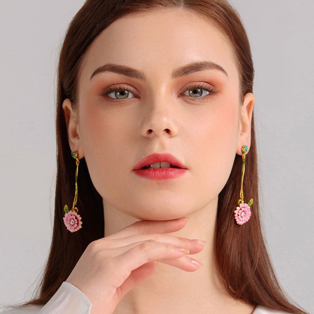 Pink Peony Earrings