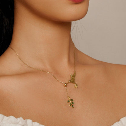 Hummingbird & Olive Branch Necklace