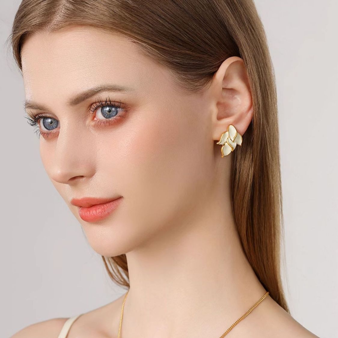 Golden Leaf Stud Earrings