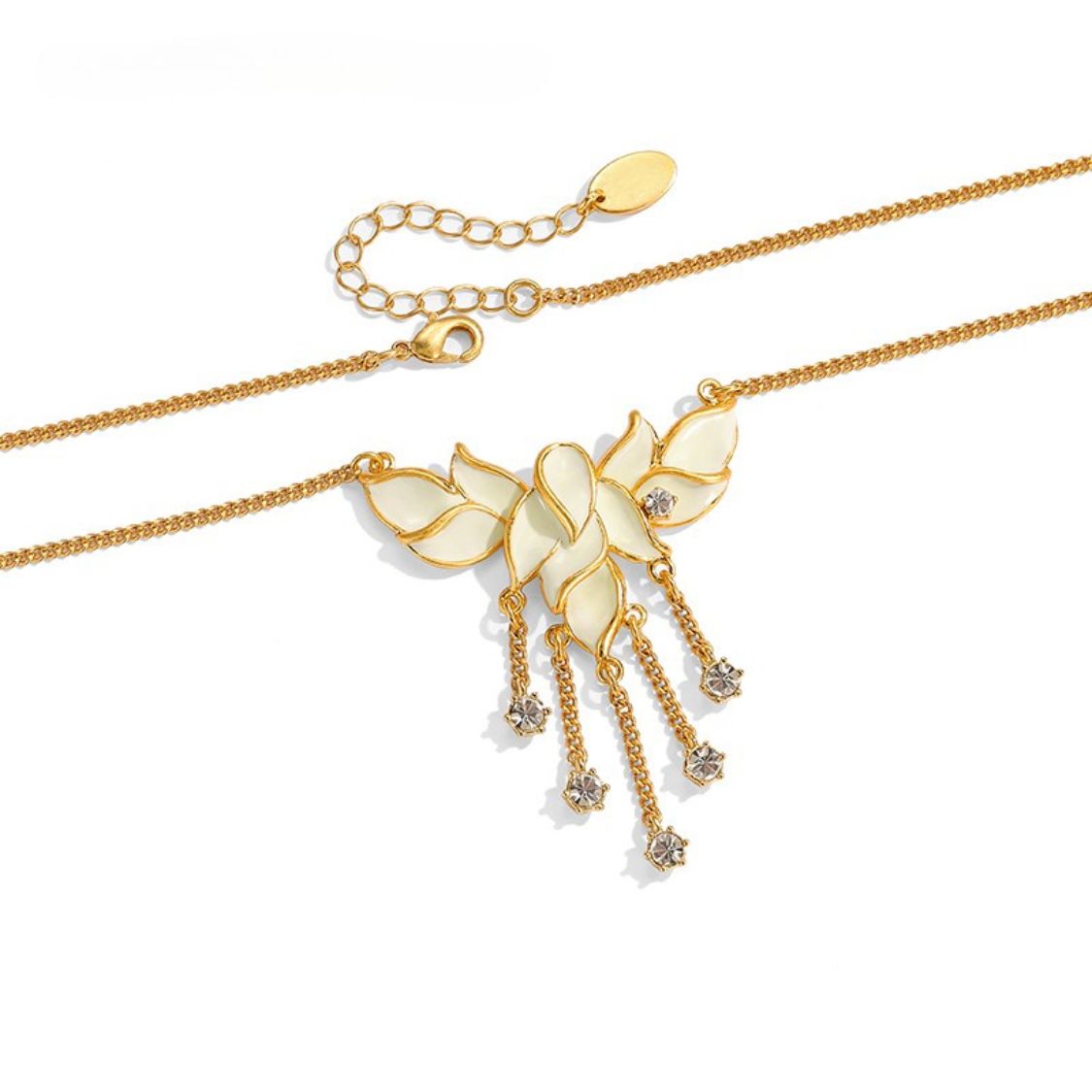 Golden Leaf Tassel Necklace