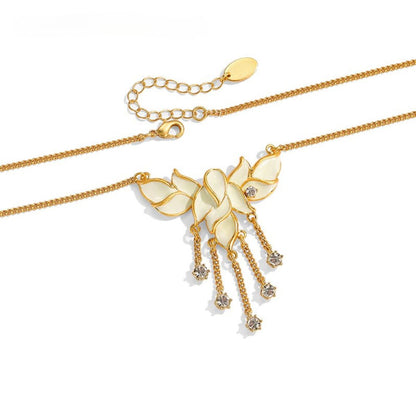 Golden Leaf Tassel Necklace