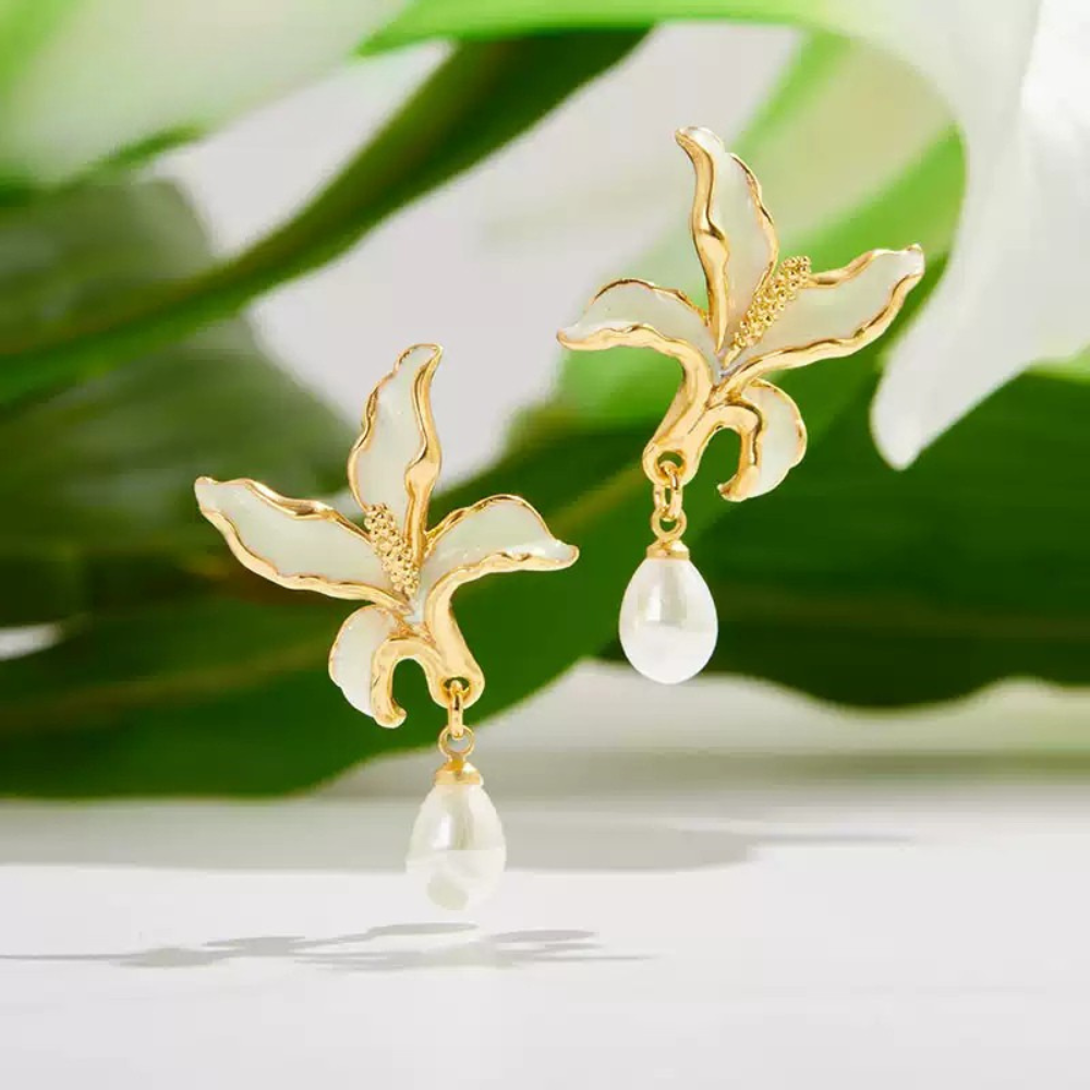 Golden Calla Lily Earrings