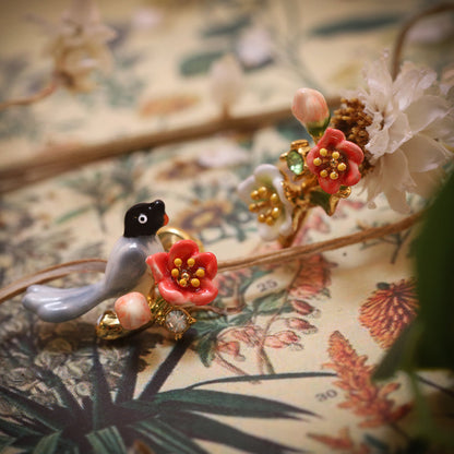 Magpie & Flower Earrings