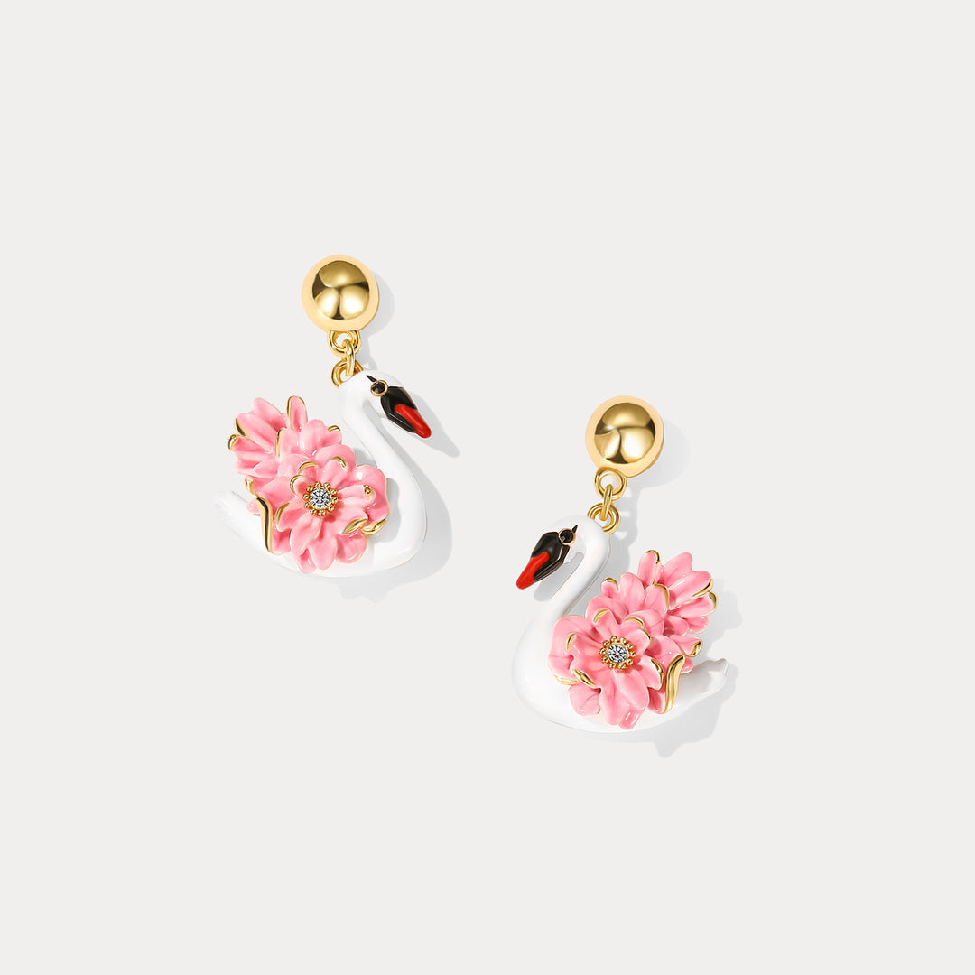 Swan Dangling Earrings