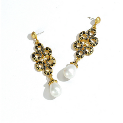 Vintage Triple Petal Charm Earrings