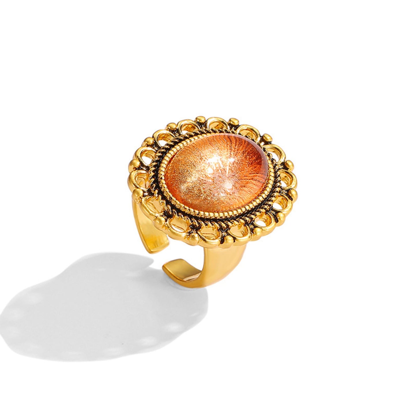 Vintage Lustrous Glazed Orb Ring
