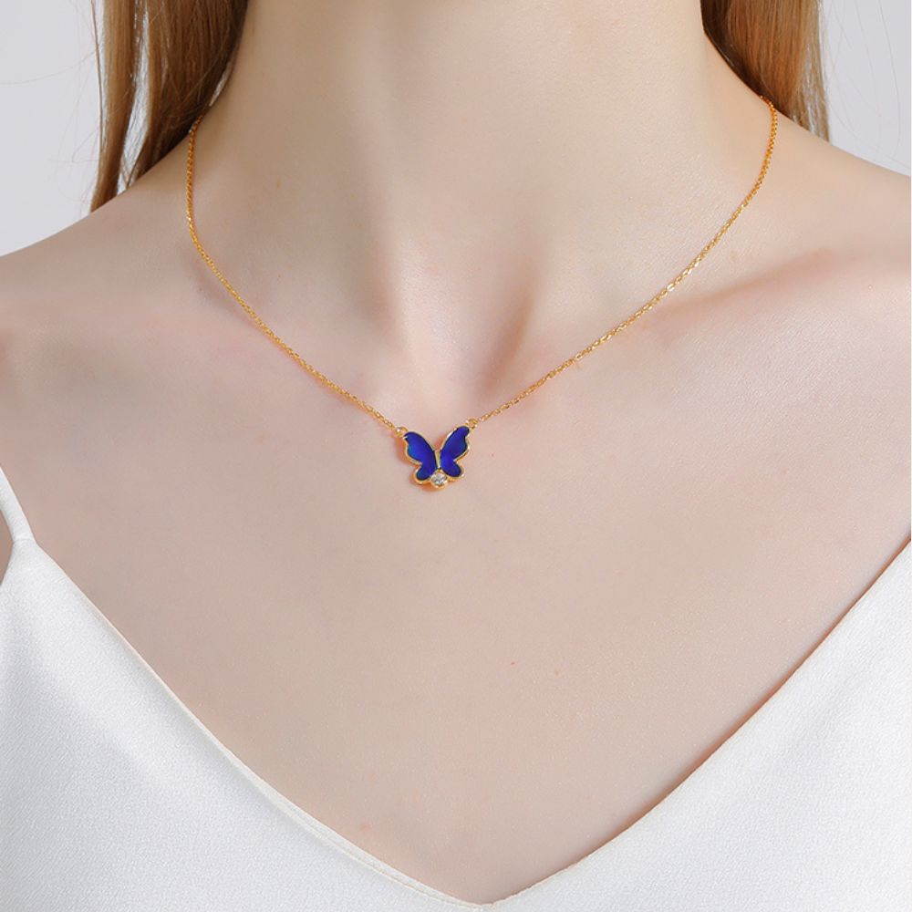 Thermochromic Butterfly Enamel Necklace