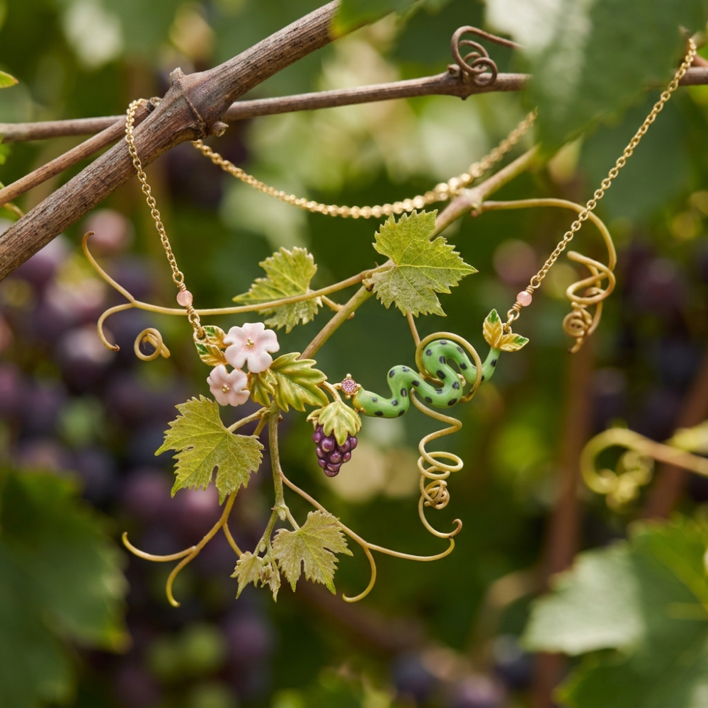 Snake and Grape Vine Necklace