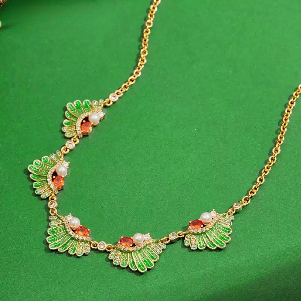 Emerald Feather Necklace