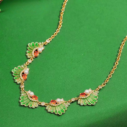 Emerald Feather Necklace