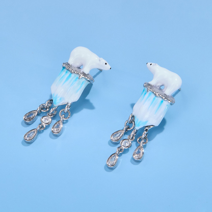 Polar Bear Tassel Earrings