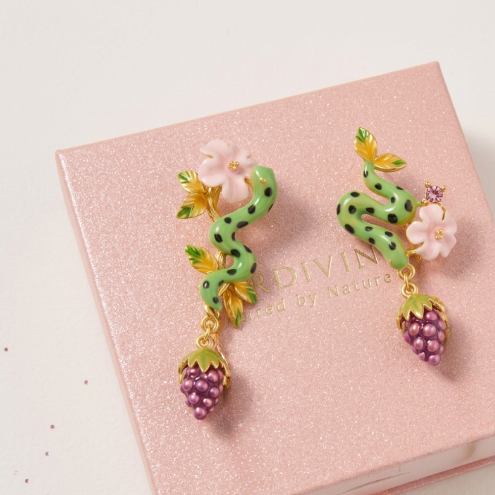 Snake and Grape Vine Earrings