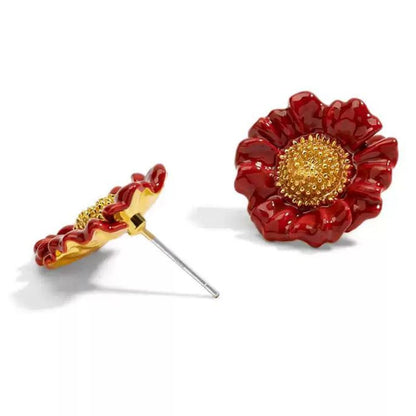 Red Daisy Stud Earring