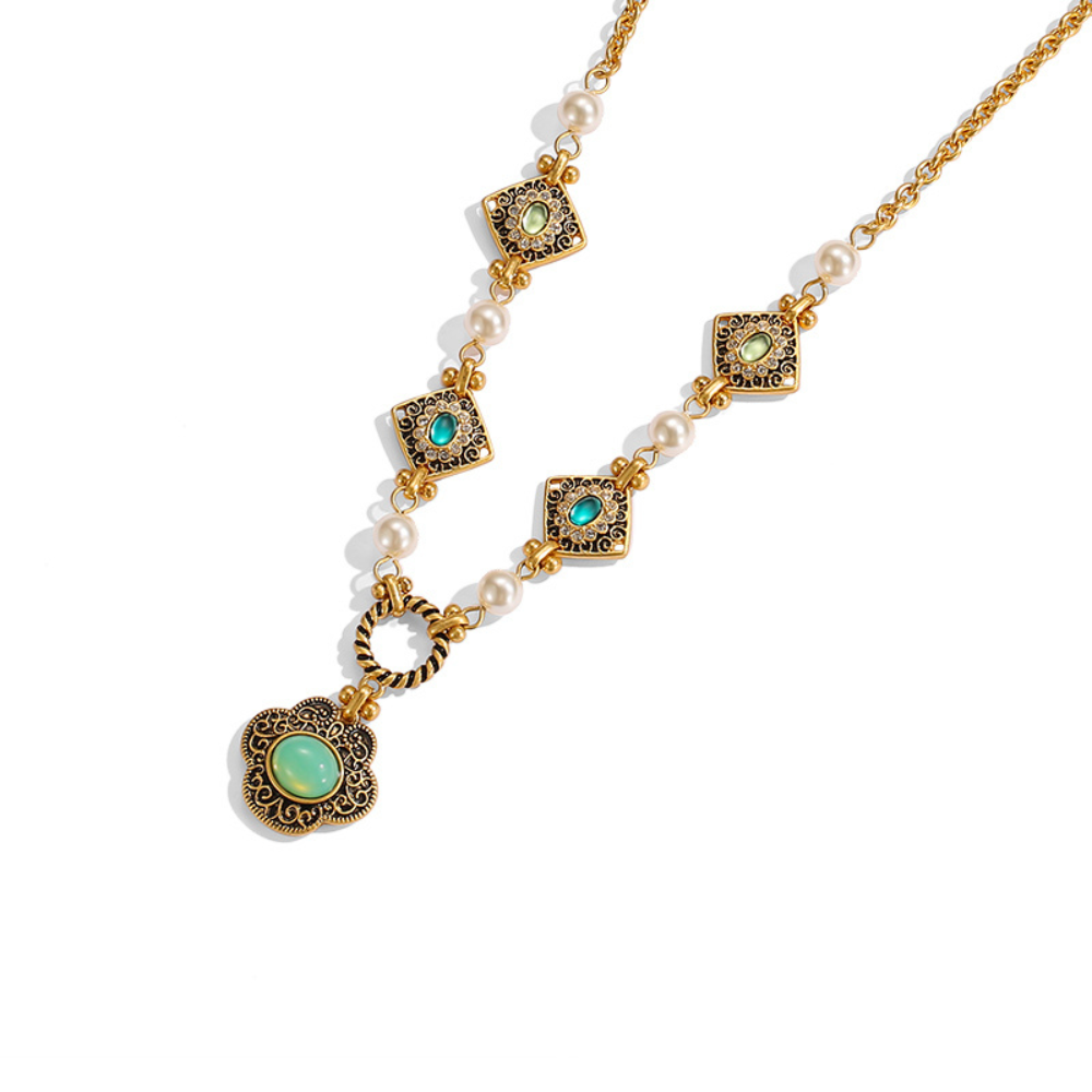 Vintage Green Gem Necklace