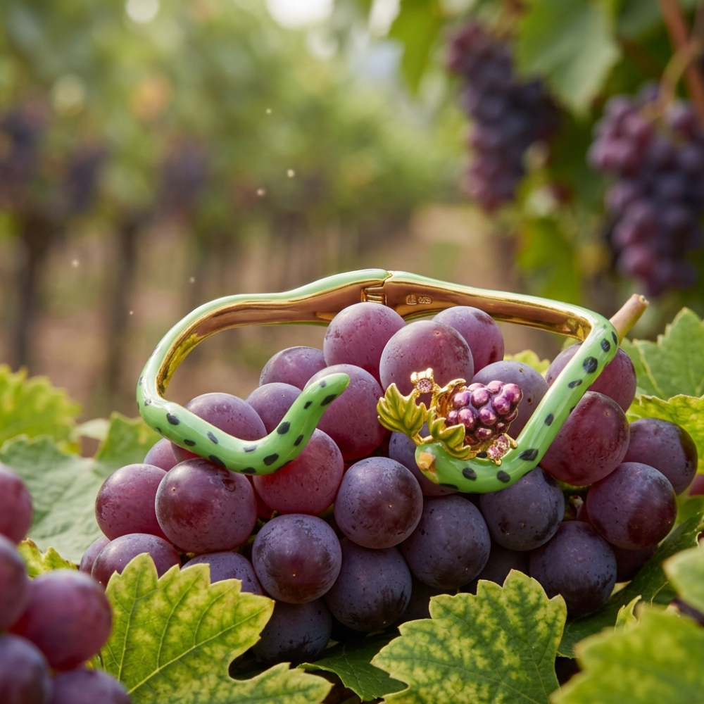 Snake and Grape Vine Cuff Bracelet