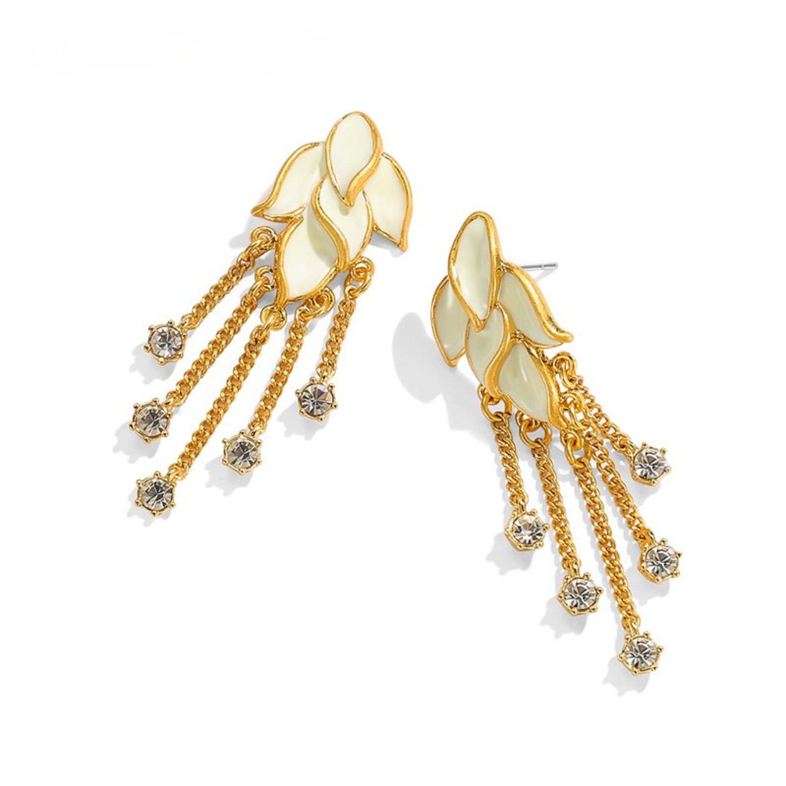 Golden Leaf Tassel Earrings