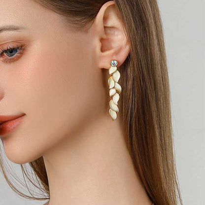 Golden Leaf Drop Earrings