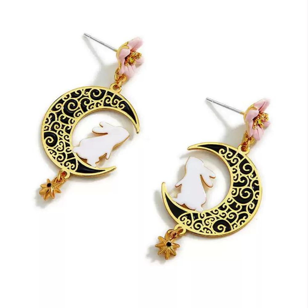 Rabbit & Moon Earring