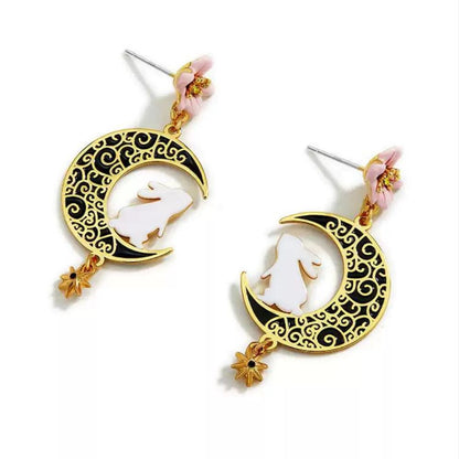 Rabbit & Moon Earring