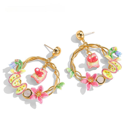 Tropical Blossom Hoop Earrings