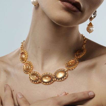 Vintage Lustrous Glazed Orb Necklace