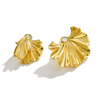 Gold Ginkgo Leaf Earrings