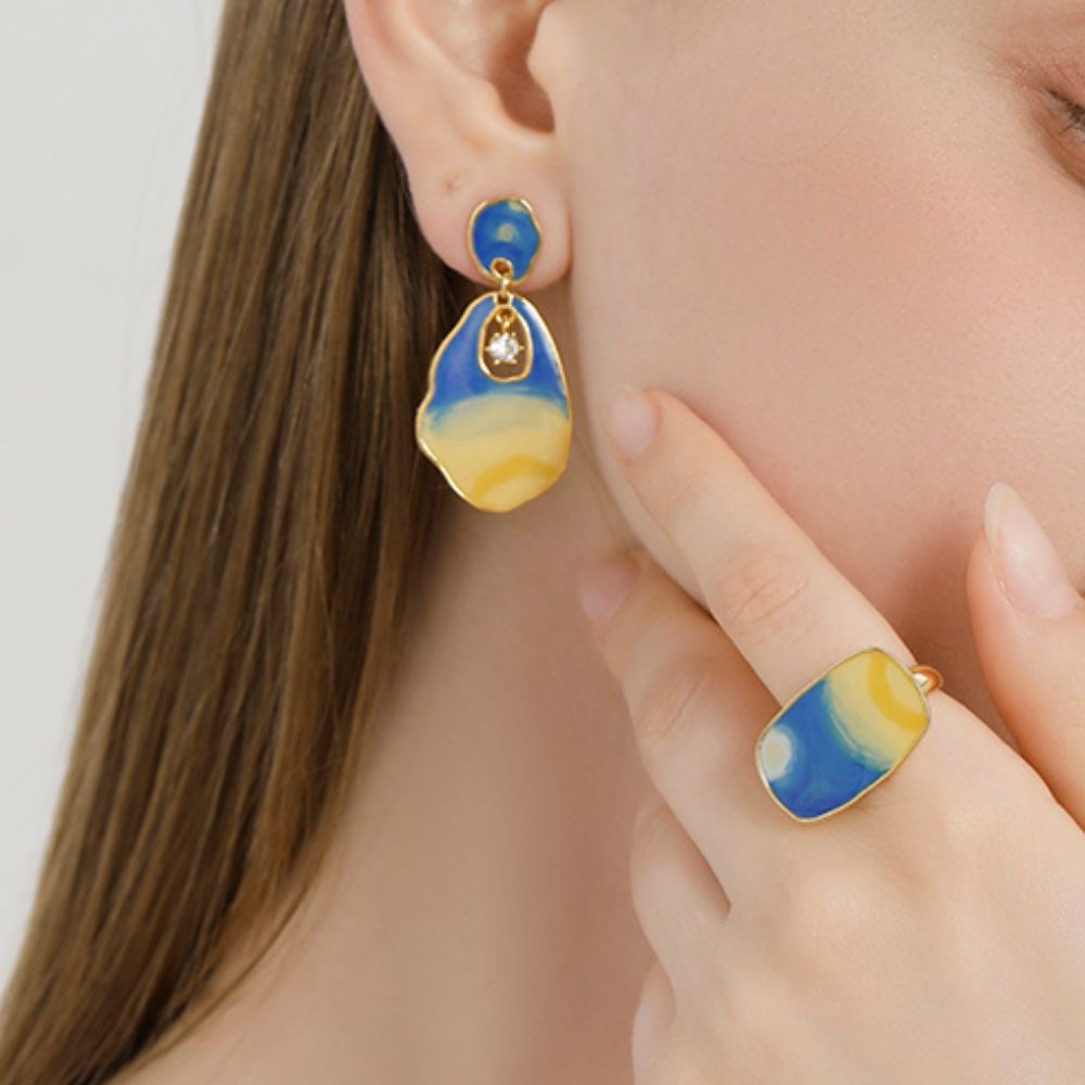 Blue Starry Night Drop Earring