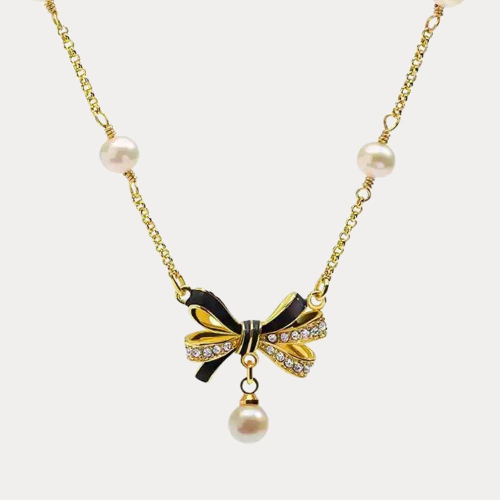 Butterfly Knot Pearl Necklace