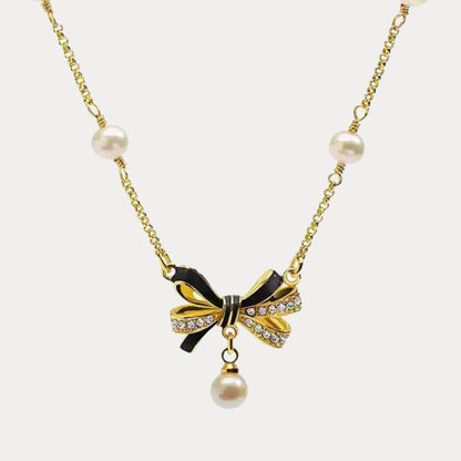 Butterfly Knot Pearl Necklace