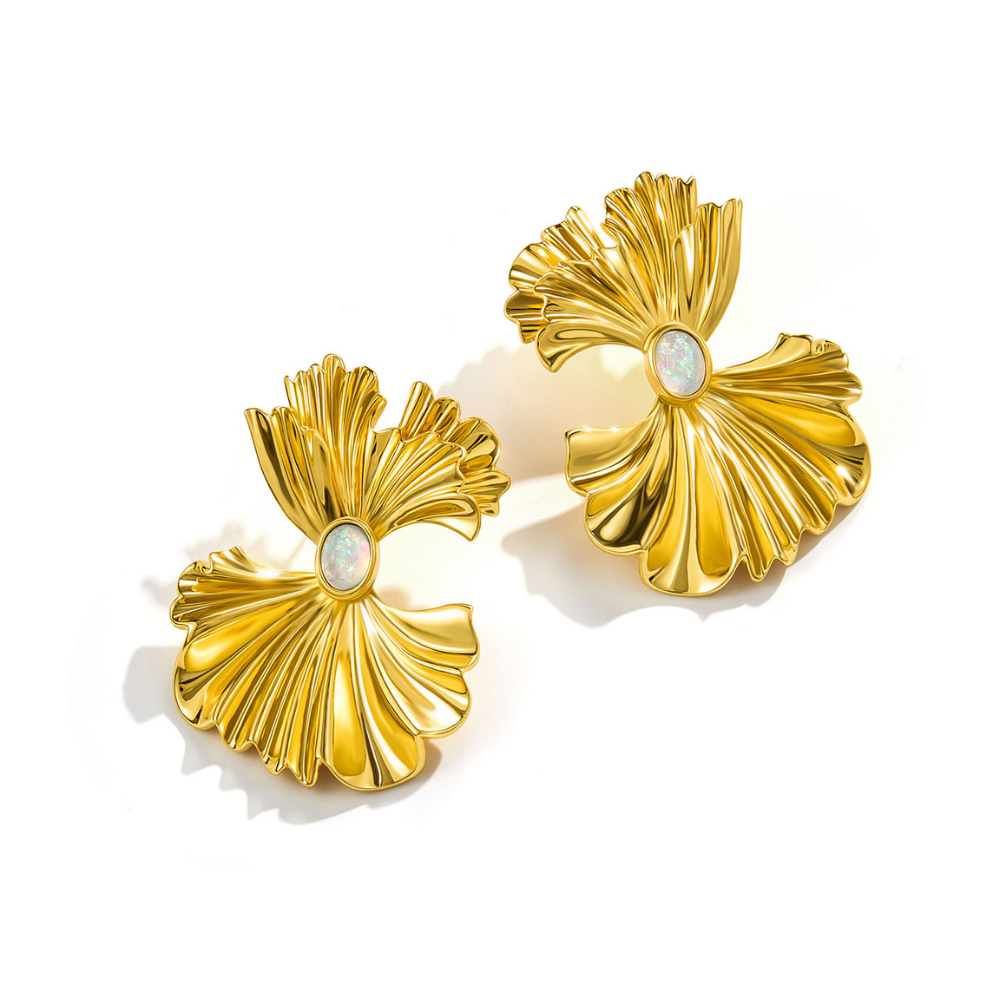 Gold Ginkgo Leaf Earrings