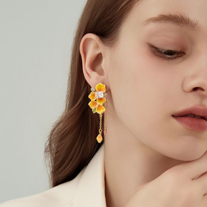 Golden Pansy Stud Earrings