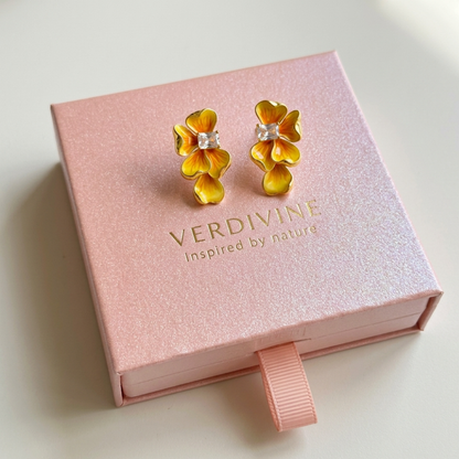 Golden Pansy Stud Earrings