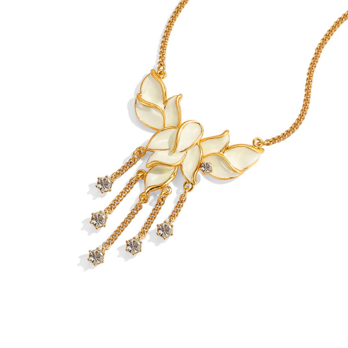 Golden Leaf Tassel Necklace