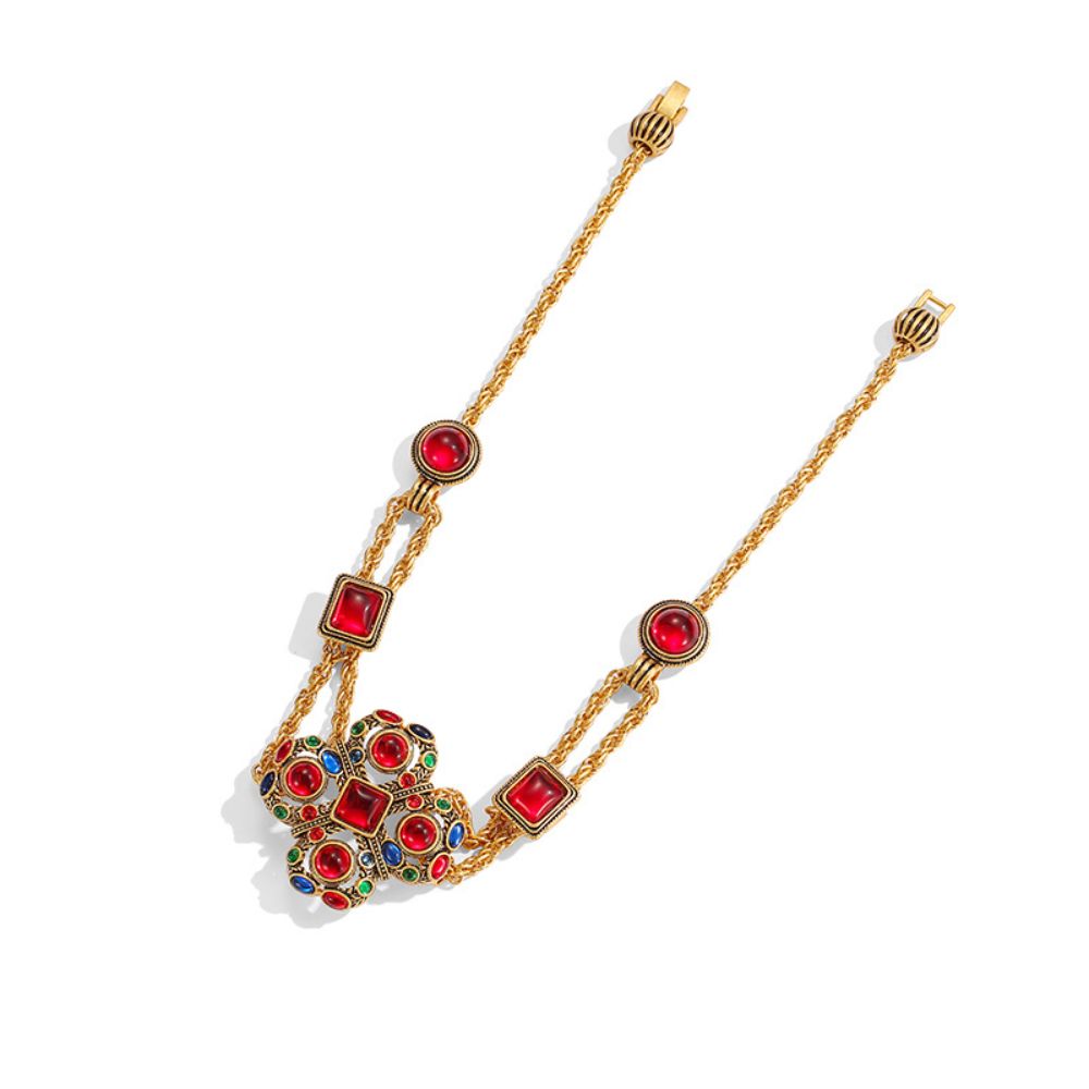 Vintage Scarlet Charm Necklace