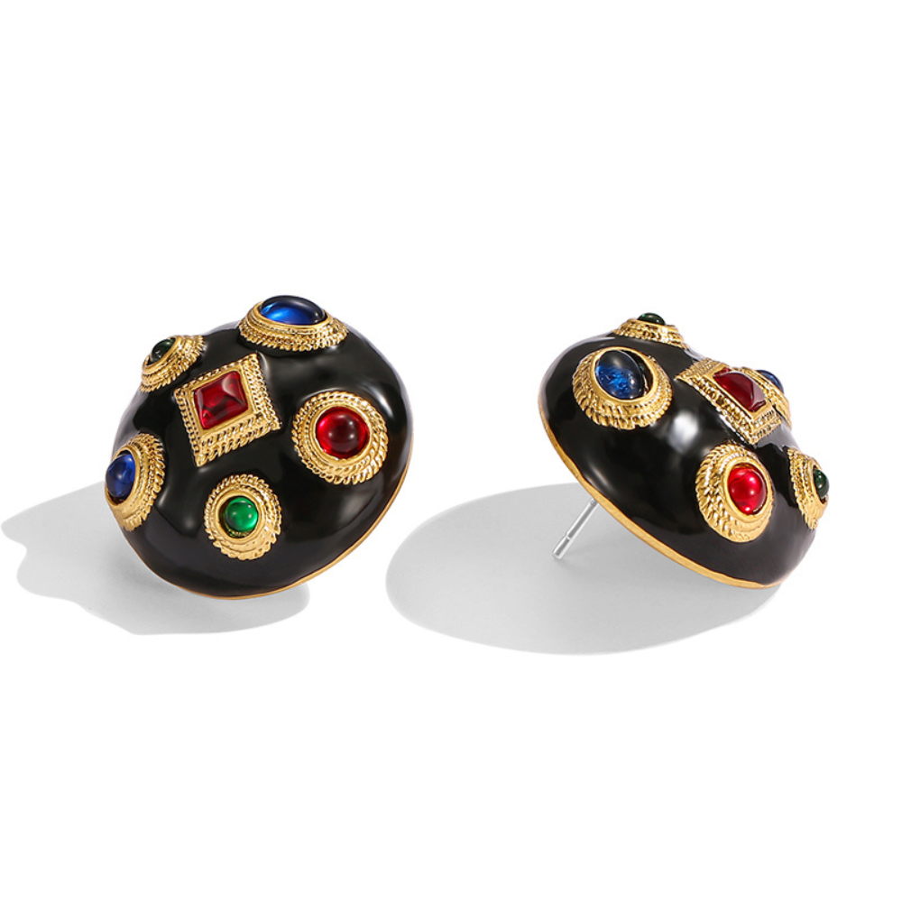 Vintage Gem Dome Earrings