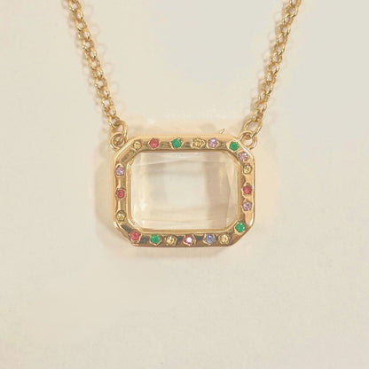 Personalized Rectangle Charm Box Necklace