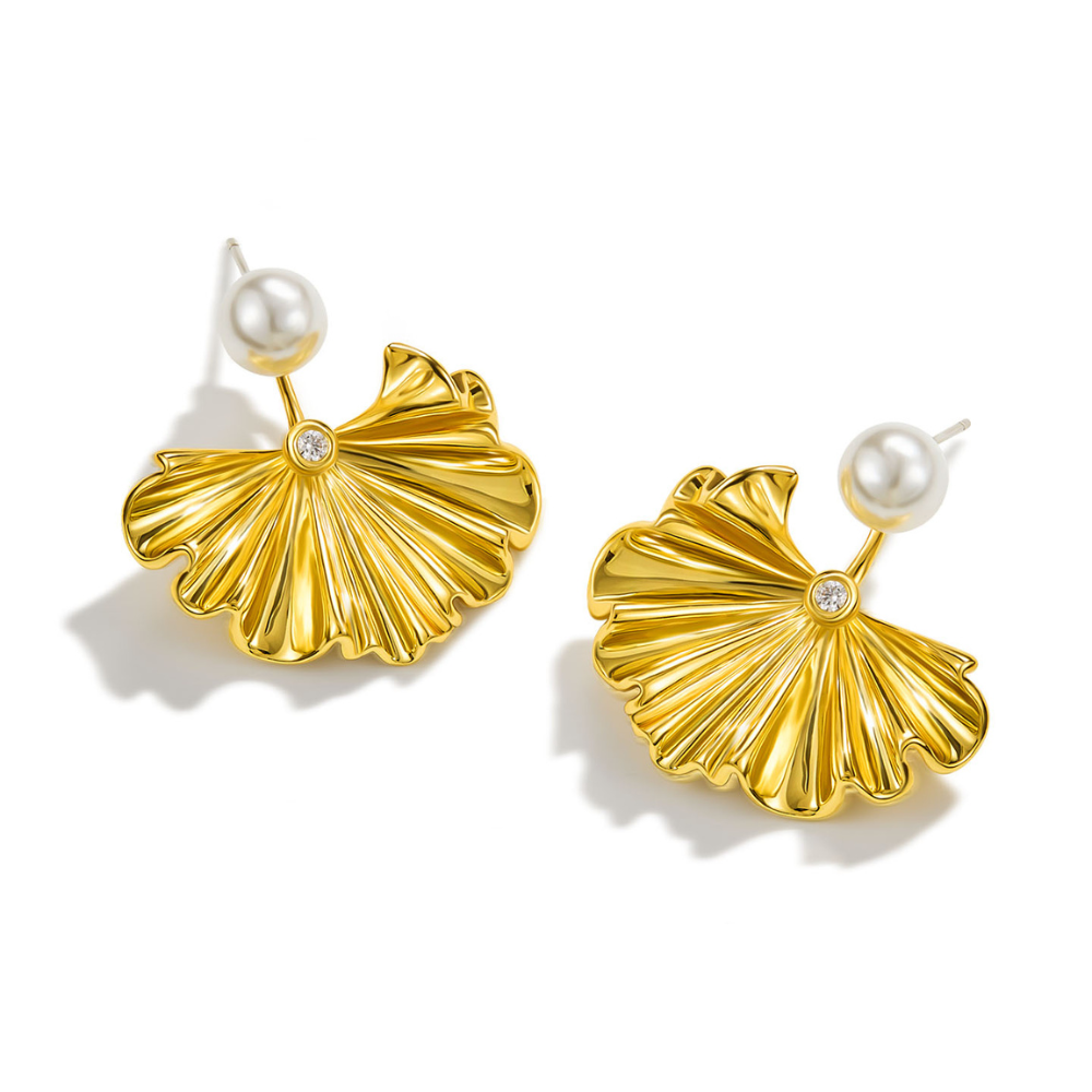 Gold Ginkgo Leaf Earrings
