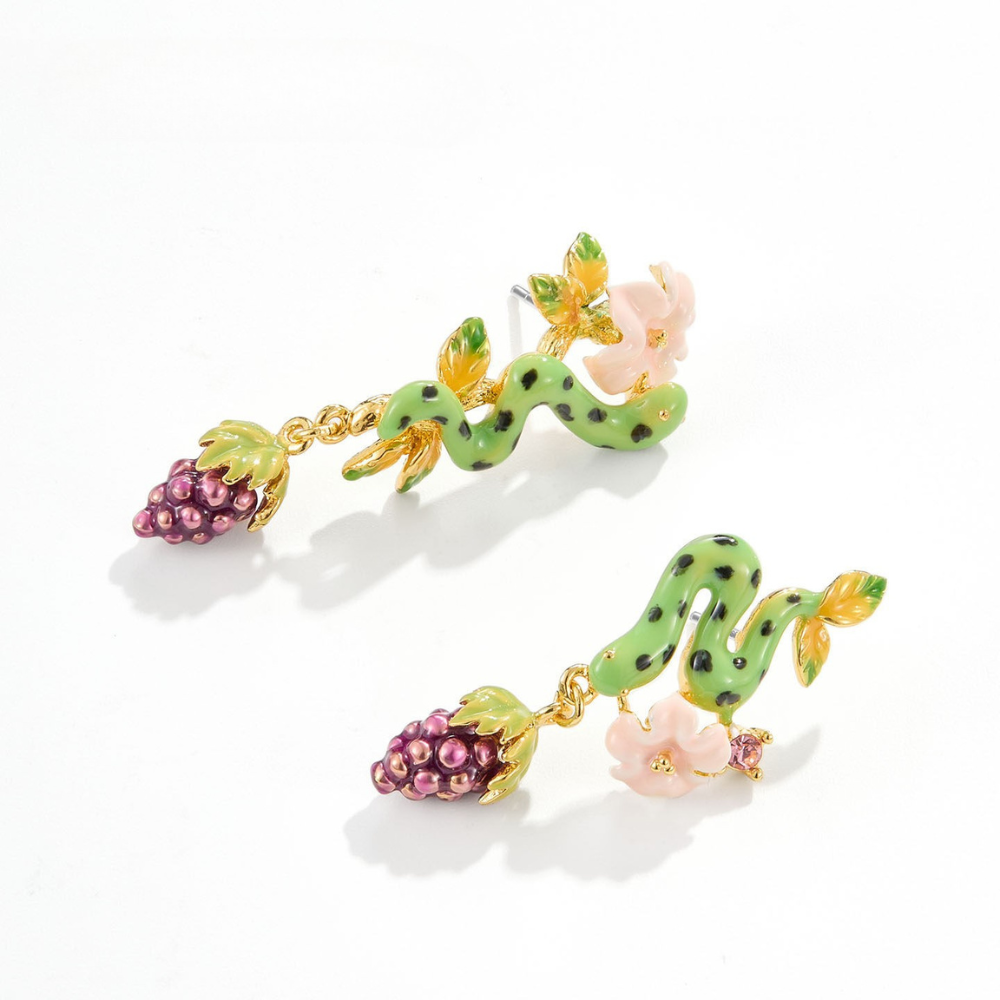 Snake and Grape Vine Earrings