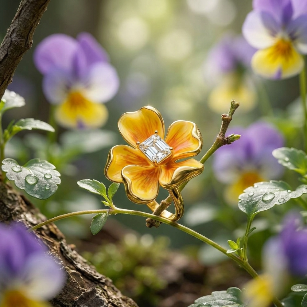 Golden Pansy Ring