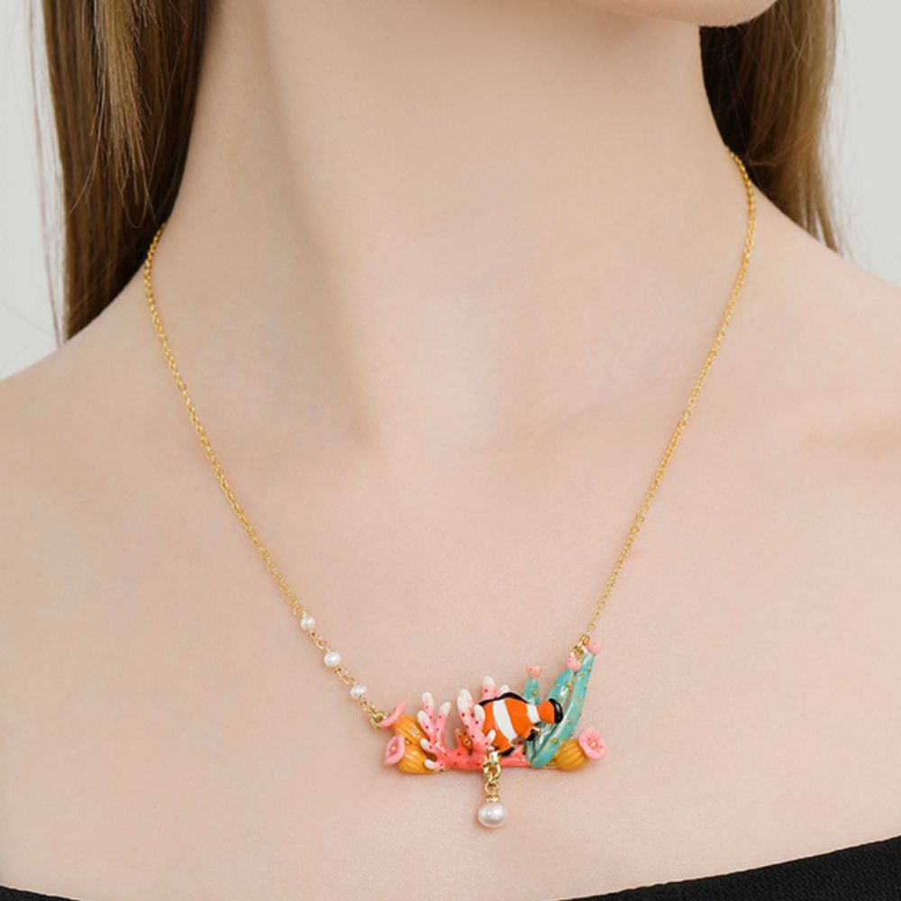 Coral Reef Clownfish Pearl Necklace