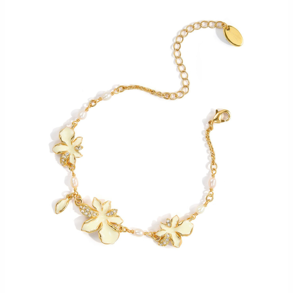 White Iris Flower Bracelet