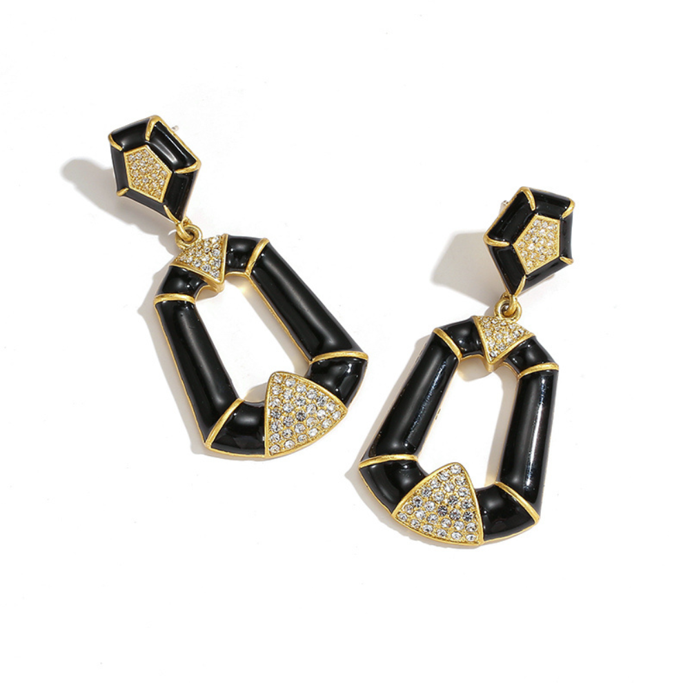Vintage Noir Geometric Hoop Earrings