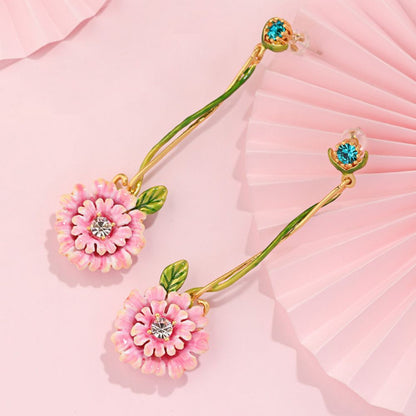 Pink Peony Earrings