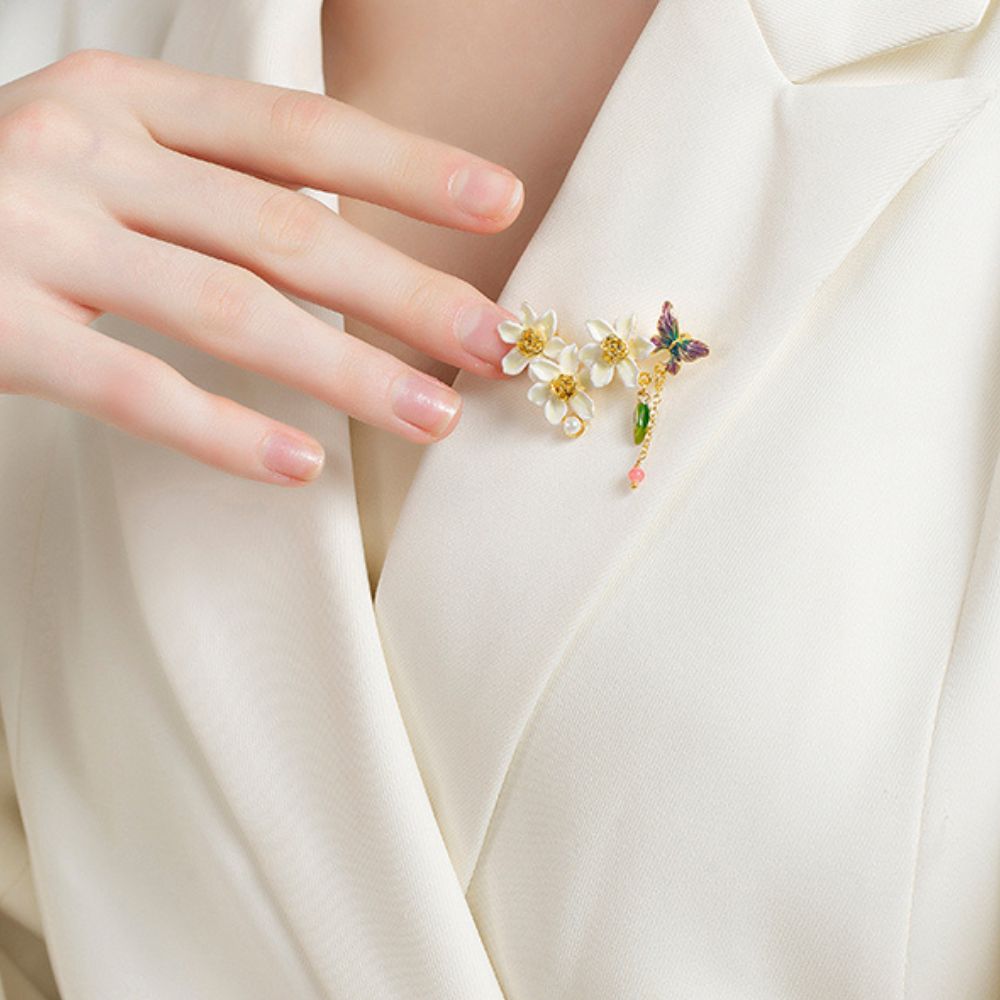 Daffodils & Butterfly Brooch