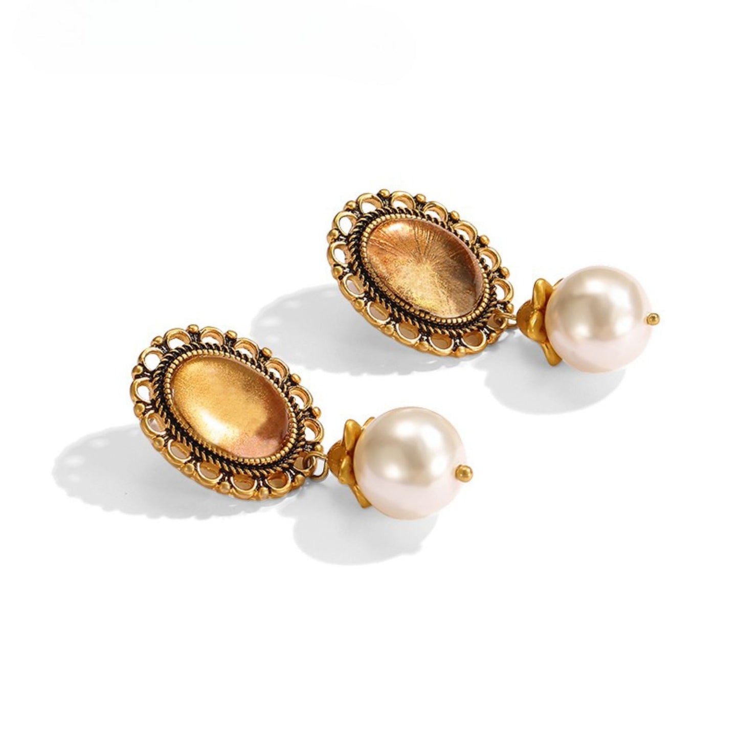 Vintage Lustrous Glazed Orb Earrings