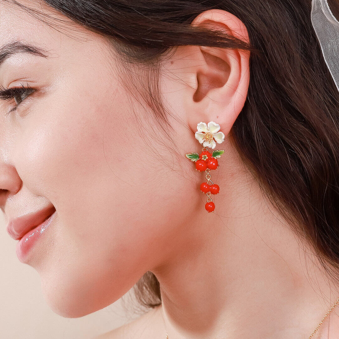 Cranberry Flowers Earrings