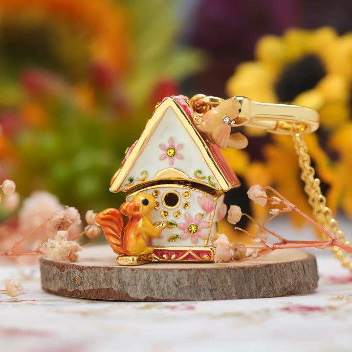 Squirrel Hut Locket Pendant