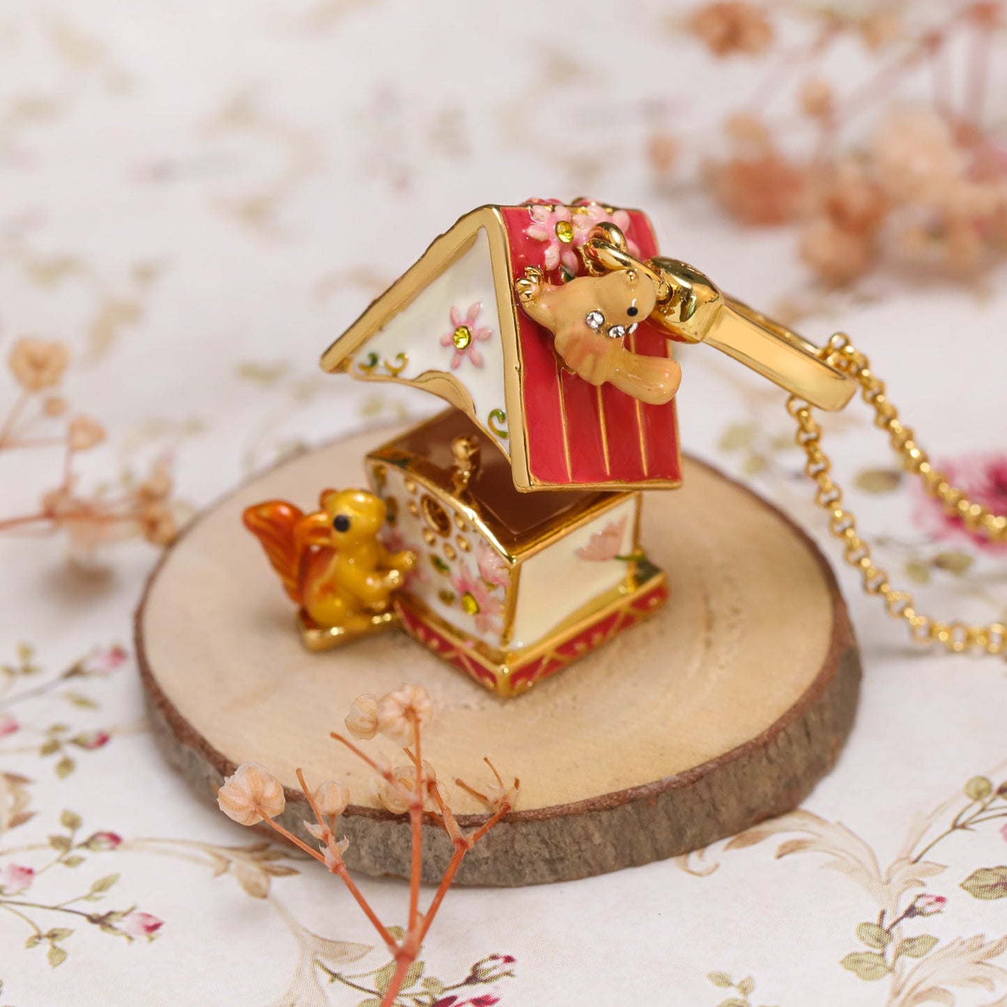 Squirrel Hut Locket Pendant