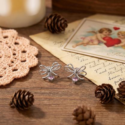 Christmas Bow Heart Earrings