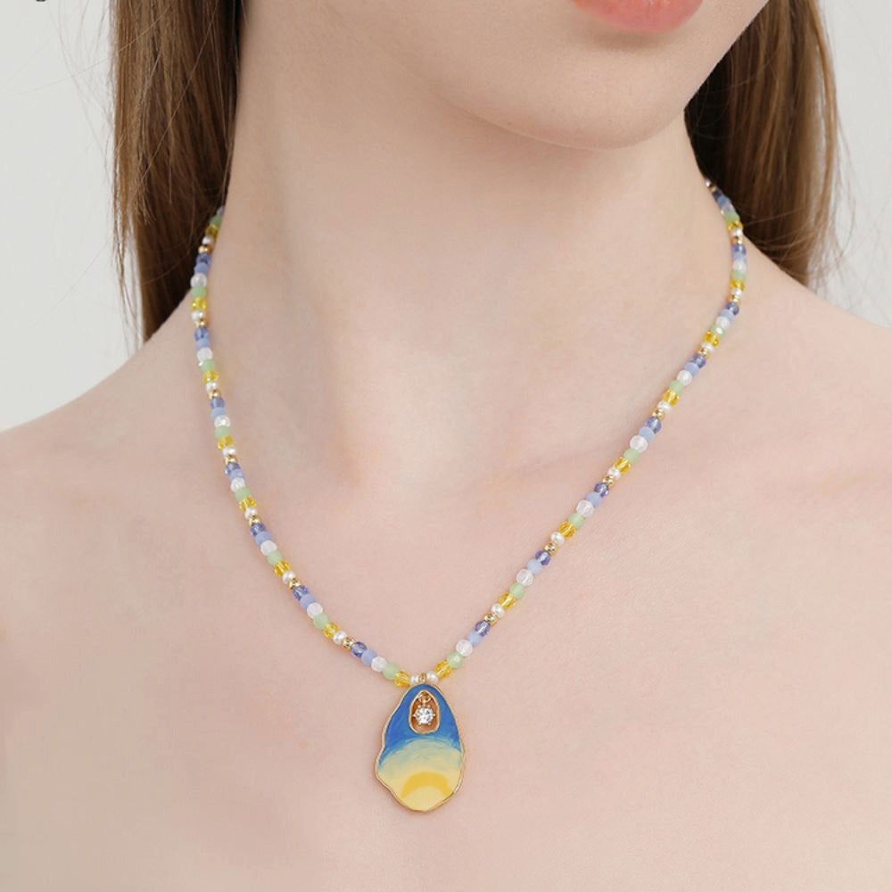 Blue Starry Night Bead Necklace